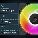 ARCTIC Freezer 36-S A-RGB – chłodzenie CPU z podświetleniem ARGB dla Intel i AMD, pojedyncza wieża, wentylator P12 Pro 120 mm, 600–3000 rpm, łożysko FDB, w zestawie. MX-7 - Czarny