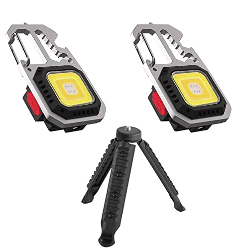Aolawco 2 Stücke Mini LED Arbeitsleuchte Schlüsselanhänger, 7 Lichtmodi USB Wiederaufladbare Inspektionsleuchten mit Flaschenöffner Stativ für Werkstatt Reparatur Notbeleuchtung [Energieklasse A+++] Cover