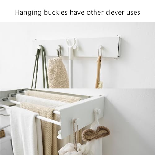 Étendoir à linge mural pliable 50 cm en aluminium blanc - 6