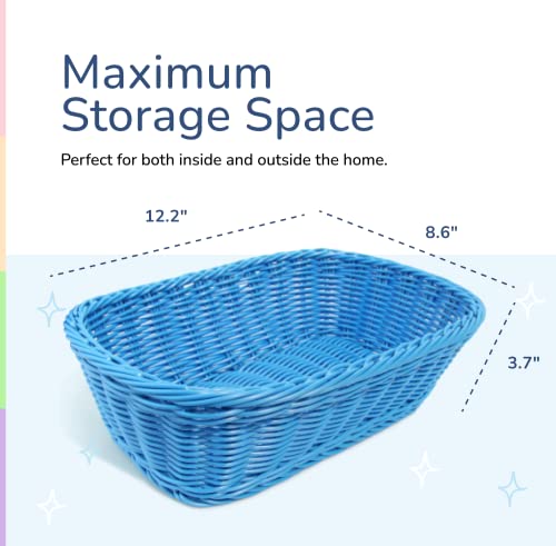 Colorbasket Hand Woven Waterproof Rectangular Basket, Dark Blue #TOP6