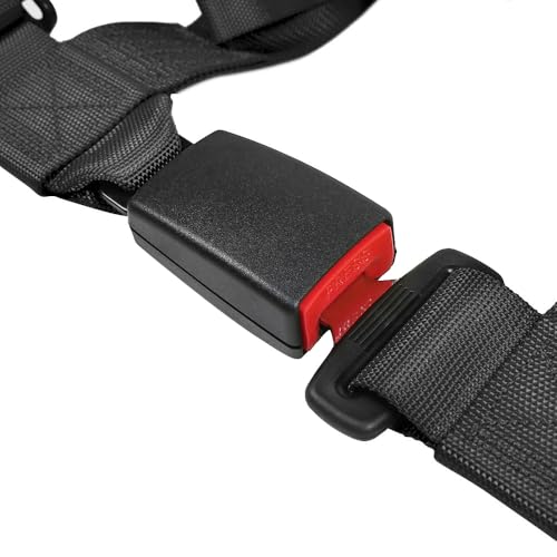 Wuidail 4 Point Harness Seat Belt with 2\'\' Ultra Soft Heavy Duty Shoulder Pads with Iron Latch for Go Kart UTV & ATV (Black-New)