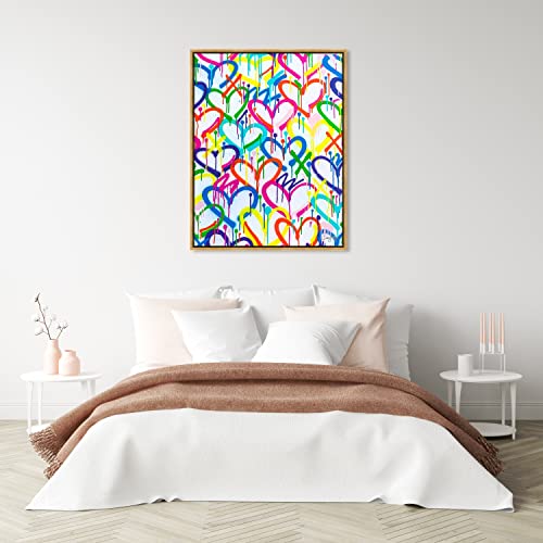 The Oliver Gal Artist Co. Abstract Modern Canvas Wall Art Corey Paige - Rainbow Graffiti Hearts Living Room Bedroom and Bathroom Home Decor 30 in x 36 in Pink and Blue, Gold Frame by The Oliver Gal Artist Co. - Used condition - Image 4