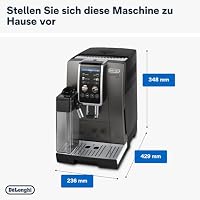 De'Longhi Dinamica Plus ECAM380.95.TB, Kaffeevollautomat mit LatteCrema Milchsystem, One-Touch-Cappuccino, mit 24 Rezepten, 3,5-Zoll TFT-Farbdisplay, 1450W, Titan/Schwarz – Ansicht 7