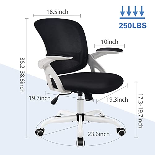 Felixking Office Chair, Ergonomic Desk Chair, Breathable Mesh Computer Chair Swivel Home Desk Gaming Chair With Wheels And Flip-Up Armrests, Adjustable Height For Conference Room (White) #TOP1