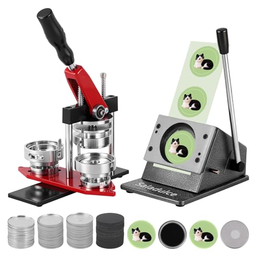 Image of 2.28" Round Magnet Button Maker Kit 5-in-1 Magnet Badge Maker Machines 58mm Button Magnet Press with Paper Cutter& 200 Magnets Supplies