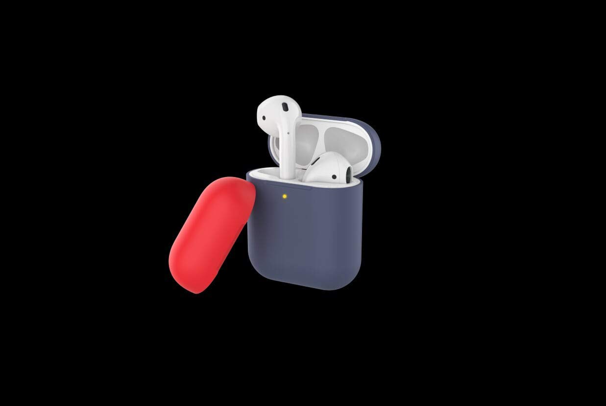 AhaStyle Two Toned Silicone Case for Airpods - Navy Blue/Red