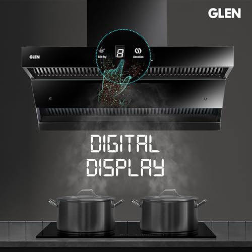 Image of Glen Auto Clean Chimney with Double Draft Suction and Heat Sensor, BLDC Motor 75cm 1600 m3 /h - Black (CH 6076 HSR DC AC)