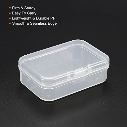 Image of PATIKIL Clear Storage Container with Hinged Lid 65x45x20mm, 4 Pack Plastic Rectangular Box for Beads Art Craft