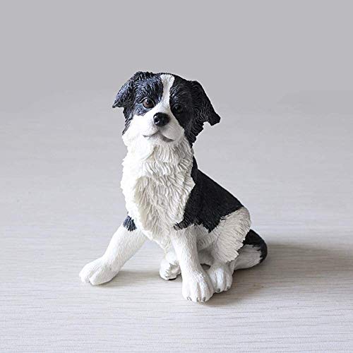 Simulation de chien Border Collie assis et figurines d'animaux en résine