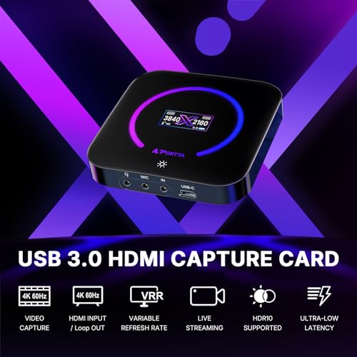 PORTTA DX20R HDMI Video Capture Card, Stream & Record in 4K 60Hz with Ultra-Low Latency, Passthrough for 1080p@240Hz & 2K@120Hz, USB 3.0 to PC, Support HDR, VRR, Compatible with PS5, Xbox, OBS - Image 3