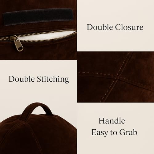 Image of Faux Leather Bean Bag with Filled Beans 3XL Bean Bag Chair | Capacity Upto 120 Kg Weight | XXXL Filled Bean Bag, Brown