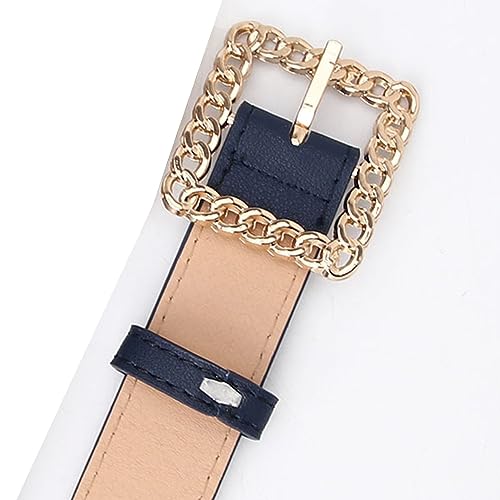 Women's Faux Leather Belt Gold Tone Casual Fashion Cutout Square Metal Bucklet Chunky Belts For Dress4