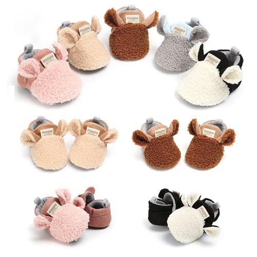 Dazzerake Chaussures Premier Pas pour Bébé Garçon Fille 0-18 Mois Chausson Antidérapant Forme de Mouton Chaussures Bébé Hiver (Blanc, 0-6 Mois) – vue 4