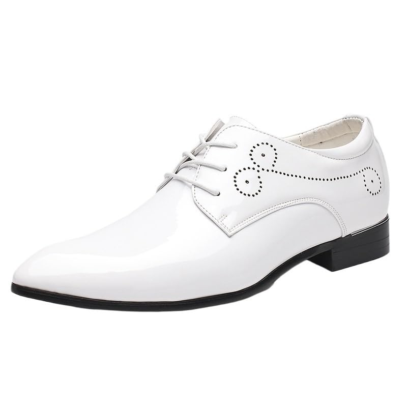 Non Slip Dress Shoes for Mens Classic Lace-up Formal Tuxedo Shoes Formal Oxford Shoes for Men Pointed Toe Leather Shoes Rubber Sole Low Top Slip Resistant Anti-Slip Block Heel Wedding