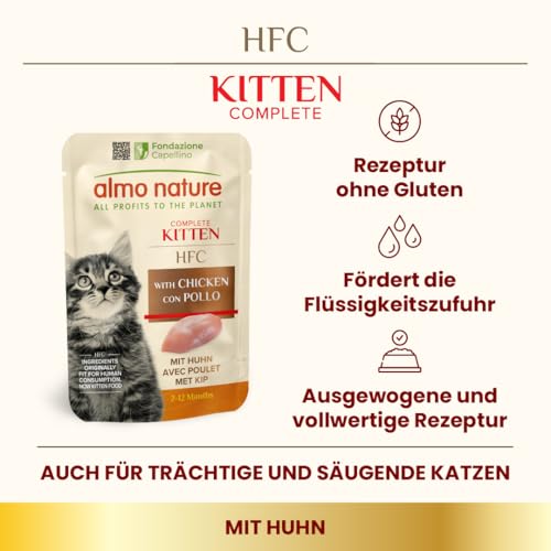 Almo Nature HFC Kitten Complete mit Huhn Alleinfutter für Katzenjunge, Nassfutter, 55g (24er Pack)