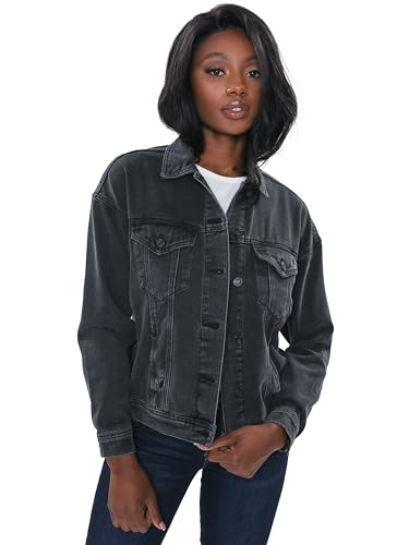 YMI Women's Junior Oversized Boyfreind Denim Jacket