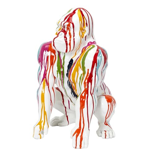 HOME DECO FACTORY - HD1329 Statuette Déco Gorille Blanc 46 cm - Élégante Décoration Intérieure - Style Moderne pour Salon ou Chambre - Taille L - Couleur...