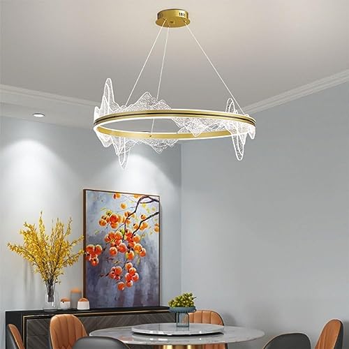 Lampe circulaire de salle à manger dorée de style milieu du siècle avec LED variable haut de gamme - 3