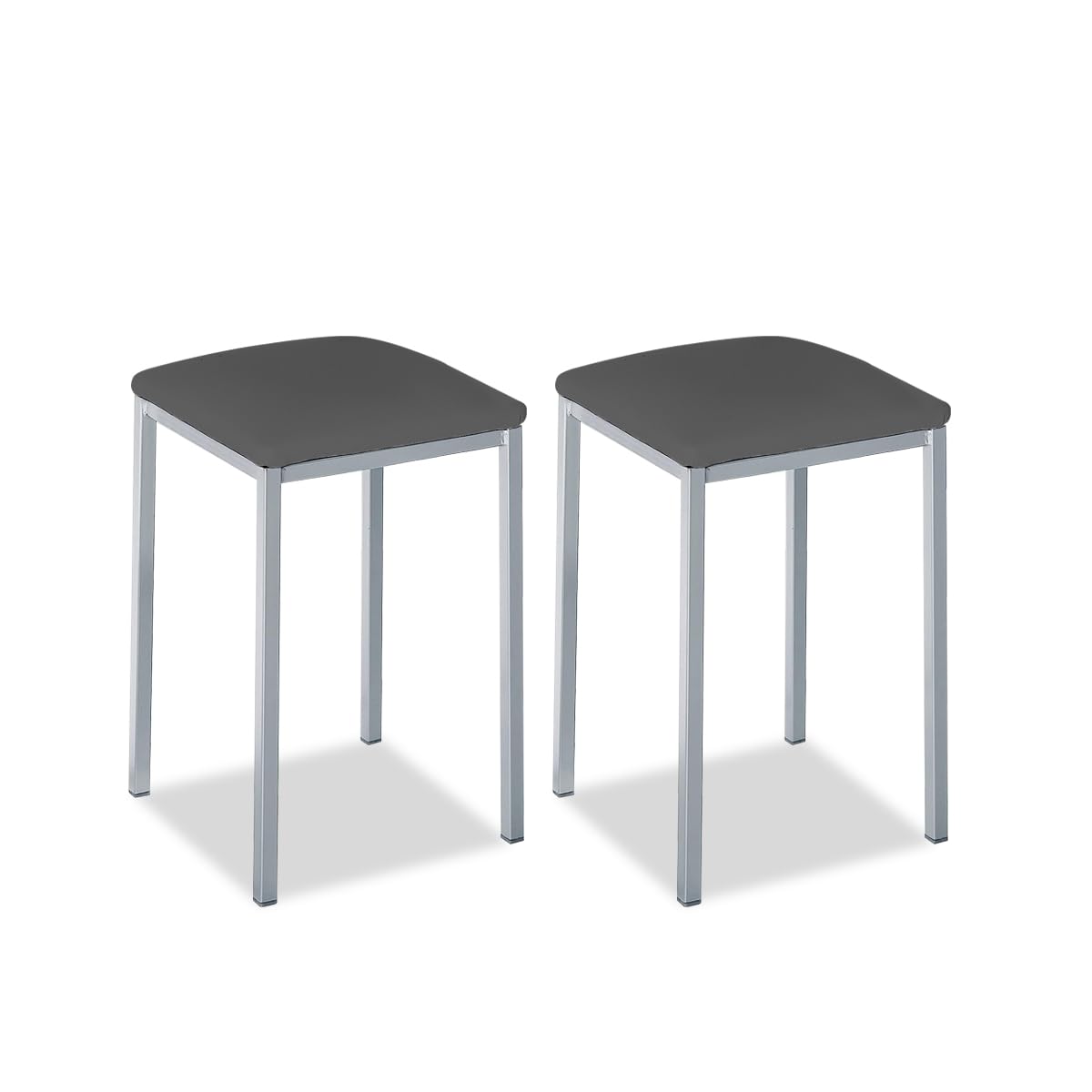 ASTIMESA - Sgabelli da cucina imbottiti - Struttura solida e solida - Struttura in alluminio e seduta in ecopelle - Colore della seduta: Grafite. Contenuto della confezione: 2 pezzi. Dimensioni: 35 x