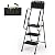 HBTower Step Ladder with Handrails, Folding Step Stool with Attachable Tool Bag & Anti-Slip Wide Pedal for Home Kitchen Pantry Office, Black