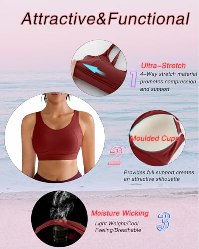 Image of RUNNING GIRL High Impact Sports Bras for Women,Racerback Running Bra Workout Crop Tank Tops Longline Sports Bra Push up