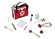 Janod - Doctor’s Suitcase for Children - 10 Solid Wood Accessories Included - Prentend Play Toy - For children from the Age of 3, J06513, Red