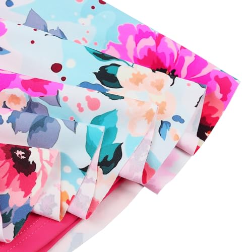 Image of Girls Swimsuit One Piece UPF 50+ Floral Skirted Bathing Suit Modest Beach Swim Dress 3-11 Years