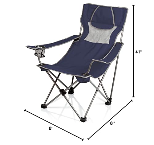 Picnic Time Campsite Camping Chair, Picnic Chair, Outdoor Folding Chair With Carry Bag, Beach Chair, (Navy Blue With Gray Accents) 23 X 18 X 36 #TOP6