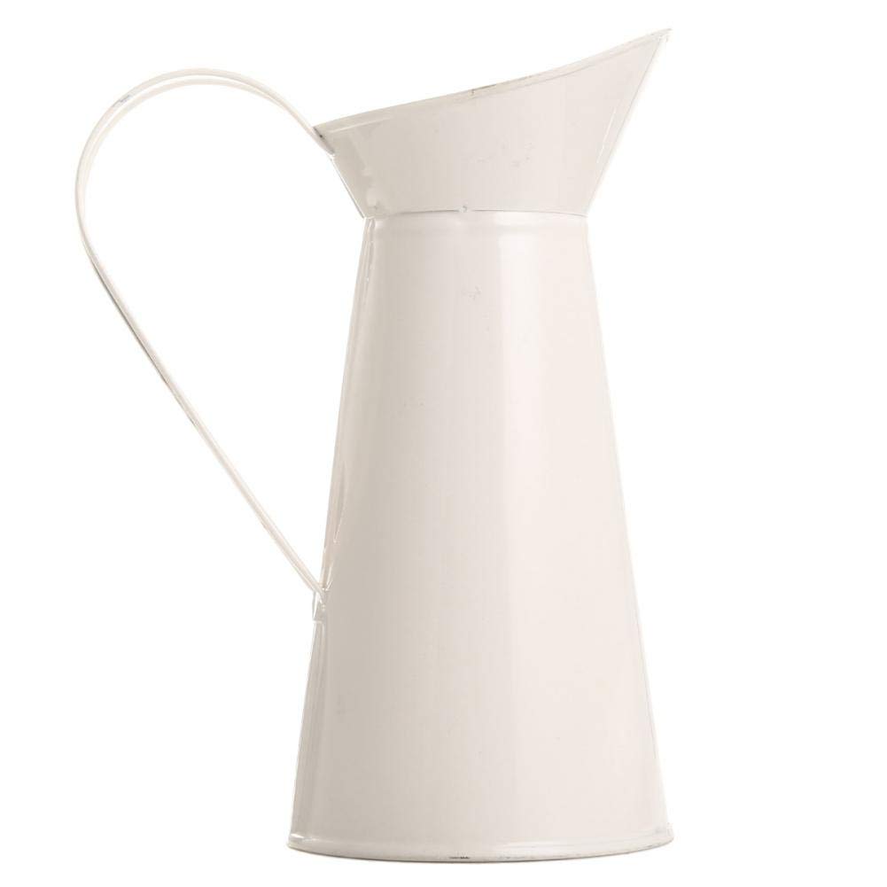 Bontannd Vintage Tall Metal Shabby Chic Cream Vase Pitcher Jug Flower Container for Wedding Home Decor