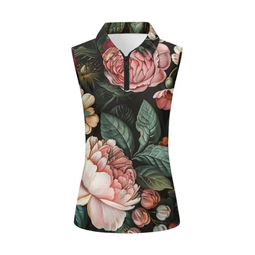 YEXIATODO Top da golf senza maniche da donna Racerback Abbigliamento estivo Polo Atletico Golf Outfits Tennis Tank Top, XS-2XL, Retro floreale., S