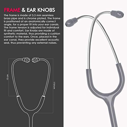 Image of ELKO EL-140 ULTRA II SS Stainless Steel Acoustic Stethoscope | For Doctors, Medical Students & Healthcare Professionals | Dual Head Chestpiece | 5.5mm Brass Pipe Frame | U-Shaped PVC Tubing (Grey)