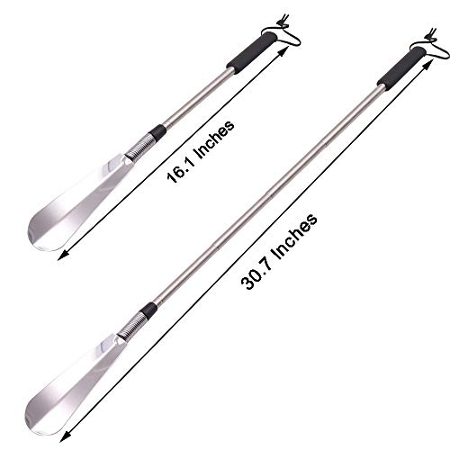 Mialexo Long Handled Shoehorn Extends 16" To 31" Adjustable Shoe Horn Stainless Steel Spring Telescopic Shoehorn For Women/Elderly/Backache #TOP1