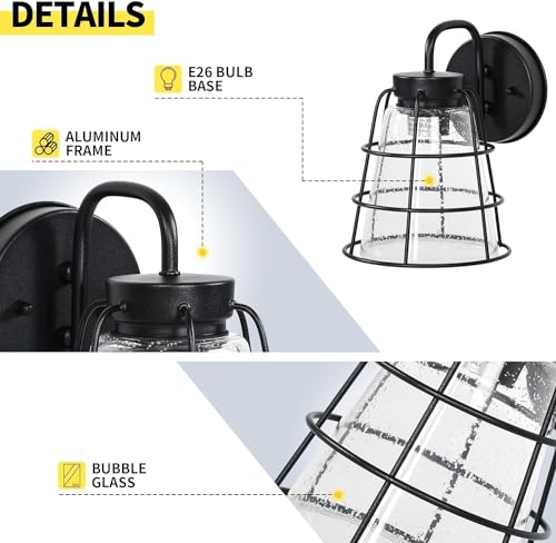 Exterior Wall Light Fixture for Porch Garage Doorway Entryway Courtyard Corridor Hallway, Waterproof Outdoor Wall Lamp Sconce with Opened Bottom, Outside House Wall Mount Lighting