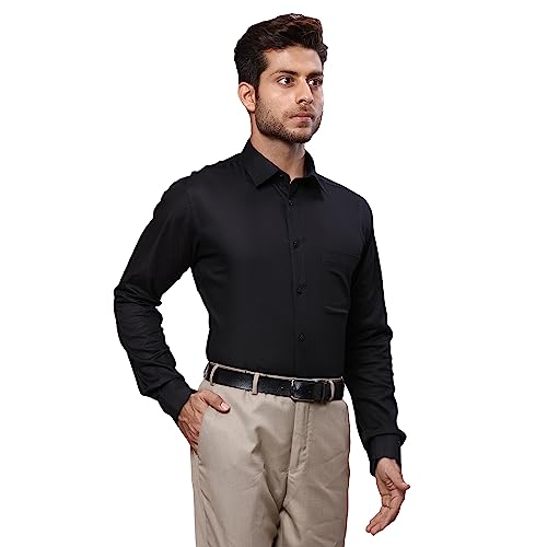 Image of Raymond Men's Pure Cotton Solid Pattern Slim Fit Semi Cutaway Collar Full Sleeve Formal Shirt