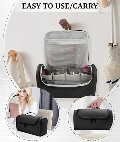 Image of Hair Tools Organizer Bag, Travel Pouch for Professional Stylists and Frequent Travelers, Portable Storage Solution for High-End Hair Styling Tools, Compact Black Design