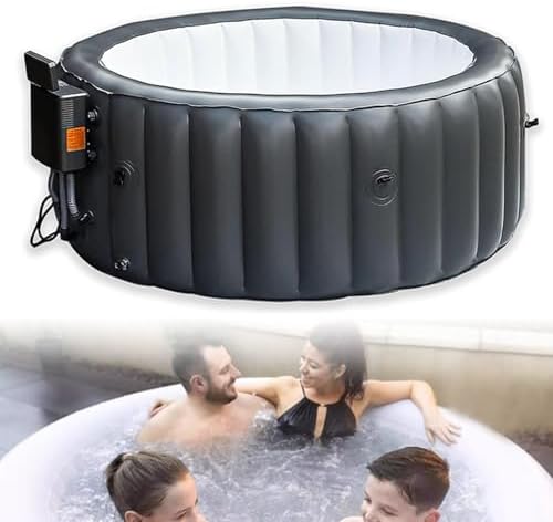 71″ x 28″ Inflatable Hot Tub, Portable Outdoor Spa, 3 to 4 Person Round Portable Blow Up Hot Tub, Heats Up to 42°C/104°F, 150 Soothing Bubble Air Jets, for Indoor/Outdoor