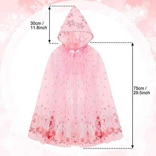 XEPST Princess Hooded Cape Princess Cloak Princess Fancy Dress Accessories Princess Dress Up for Halloween Costume Christmas Masquerade Costume Carnival Birthday Party Cosplay Girls Gift