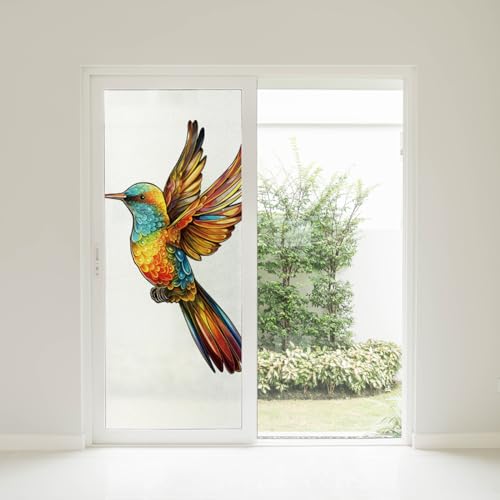Film vitre anti regard oiseau doré jaune 60x116 cm brise vue opaque thermique PVC 4 Pcs - 3