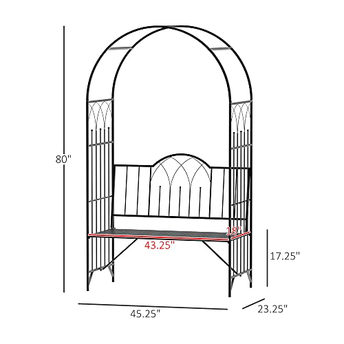 Outsunny Metal Trellis Arbor Arch For Climbing Plants With Garden Bench, Grow Grapes & Vines, Patio Decor & 2-Person Outdoor Interlacing Decorative Seating With Tips, 484 Lbs. Weight Capacity, Black #TOP2