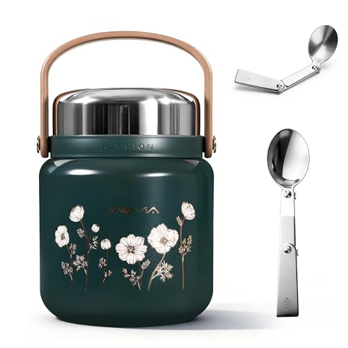 Yasvia 650ml Thermobehälter für Essen - Premium 316 Edelstahl Speisegefäß mit Löffel - Auslaufsicherer Warmhaltebehälter & Suppenbehälter to Go - Lunchpot für Büro, Uni & Freizeit, BPA-frei
