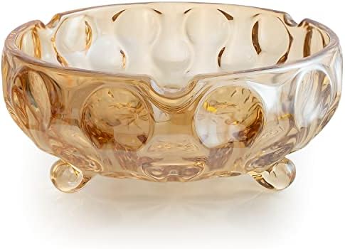 Starstree Crystal Ashtray Amber Indoor Luxury Glass Cigarettes Ashtrays Modern for Home Patio Office & Bar, Room Decoration, Unique Father's Day Gift for Men