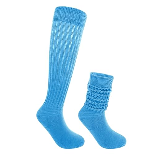 Image of Violet Mist women slouch socks thick colored knee high scrunch socks long stacked sock boot 80s 90s Novetly