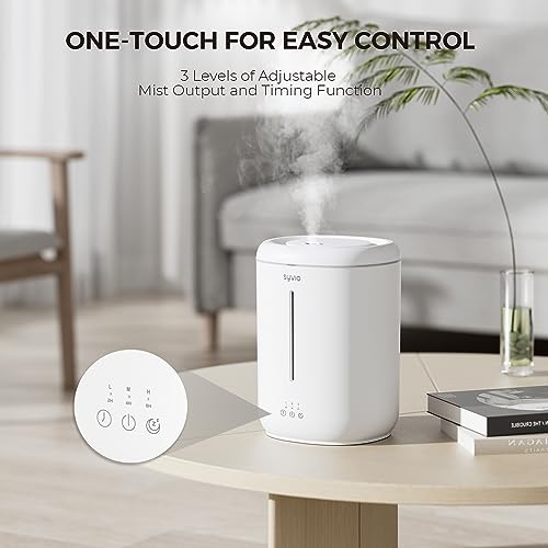 Syvio Humidifiers for Bedroom Large Room, Easy to Clean Humidifier Ultrasonic & Essential Oil Diffuser, Room Humidifier for Bedroom Baby Plant Cool Mist, Top Fill, Quiet, 360° Nozzle, Auto Off, 2.8L by syvio - Used condition - Image 6