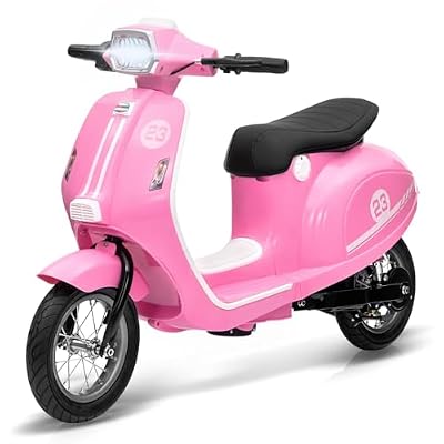 24V Electric Moped Scooter for Kids 8-14 - Motorcycle for Kids with LED Light - Electric Scooter with Seat for Children