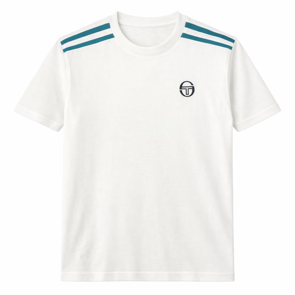 Sergio Tacchini Locchi T-Shirt, Gardenia/Harbor Blue (UK, Alpha, XXL, Regular, Regular, Gardenia/Harbor Blue)