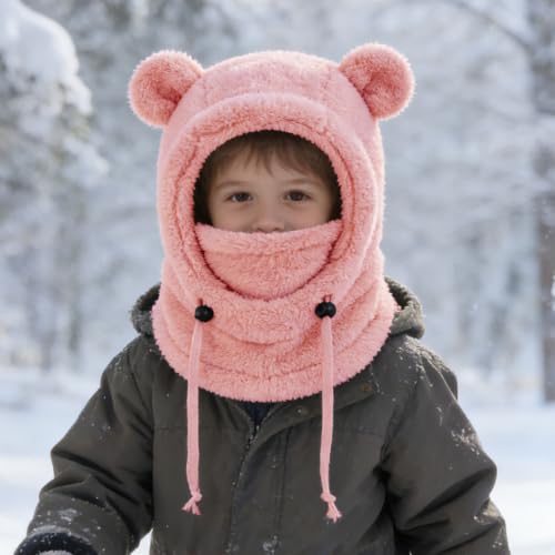 Toddler Kids Balaclava Winter Ski Mask Warm 3 in 1 Neck Warmer Hats Pink - image 4