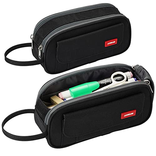 Tebngihnm Big Capacity Pencil Case Large Pencil Pouch Pencil Bag Simple Stationery Bag School College Office Organizer For Student Teens Girls Boy Adults-Black #TOP9