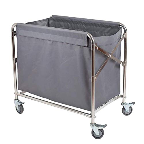 DFEDHF Hospital Trolley, Supplies Rack,Cart Tool Folding Rolling Cart, Hotel Laundry Sorter Cart with Universal Brake Wheel, Room Service Trolley, Washable Cover(Gray)