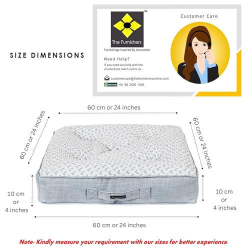 Image of Reversible 60x60x10 cm Grey Woven Quilted Floor Cushion with Cotton Filler for Seating, Patio Seat, Meditation, Yoga, Pooja, Guests, Living Room, Bedroom, Large Size 24x24x4 Inch