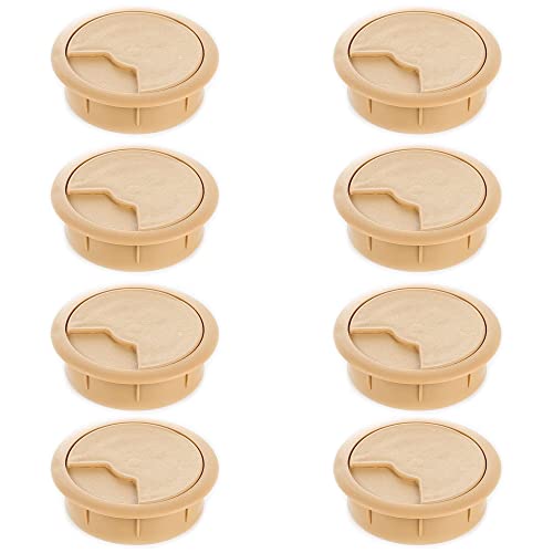 sossai® Passage de câble KDM2 | Set de 8 | Couleur: hetre | Diamètre: 60 mm | Passe-câble/Passe-Fil pour Bureau, Table & Plan de Travail | Matériau : Plastique (Made in EU)